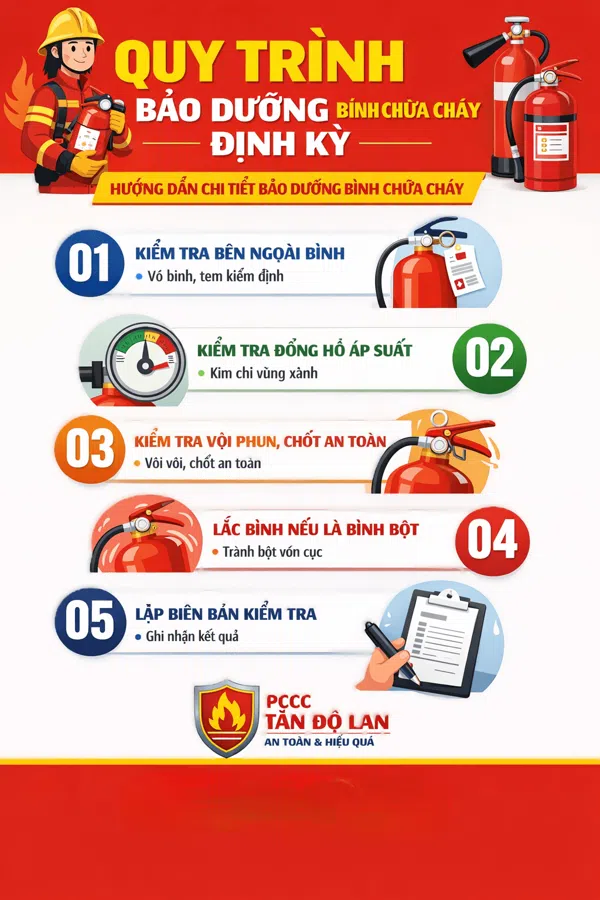 Hướng dẫn bảo dưỡng bình chữa cháy định kỳ đúng chuẩn PCCC